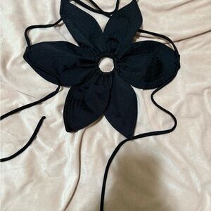 Black Floral Cutout Top